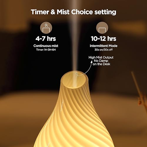 Miniatura 4 de Art Glass Difusor de aceite esencial  5.4 fl oz difusor ultrasónico de aromaterapia aroma de niebla fría, intermitente con ajuste de temporizador de