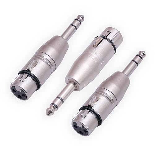 XLR hembra a 14 pulgadas TRS estéreo Jack Plug Adaptador de cable equilibrado - 3 unidades