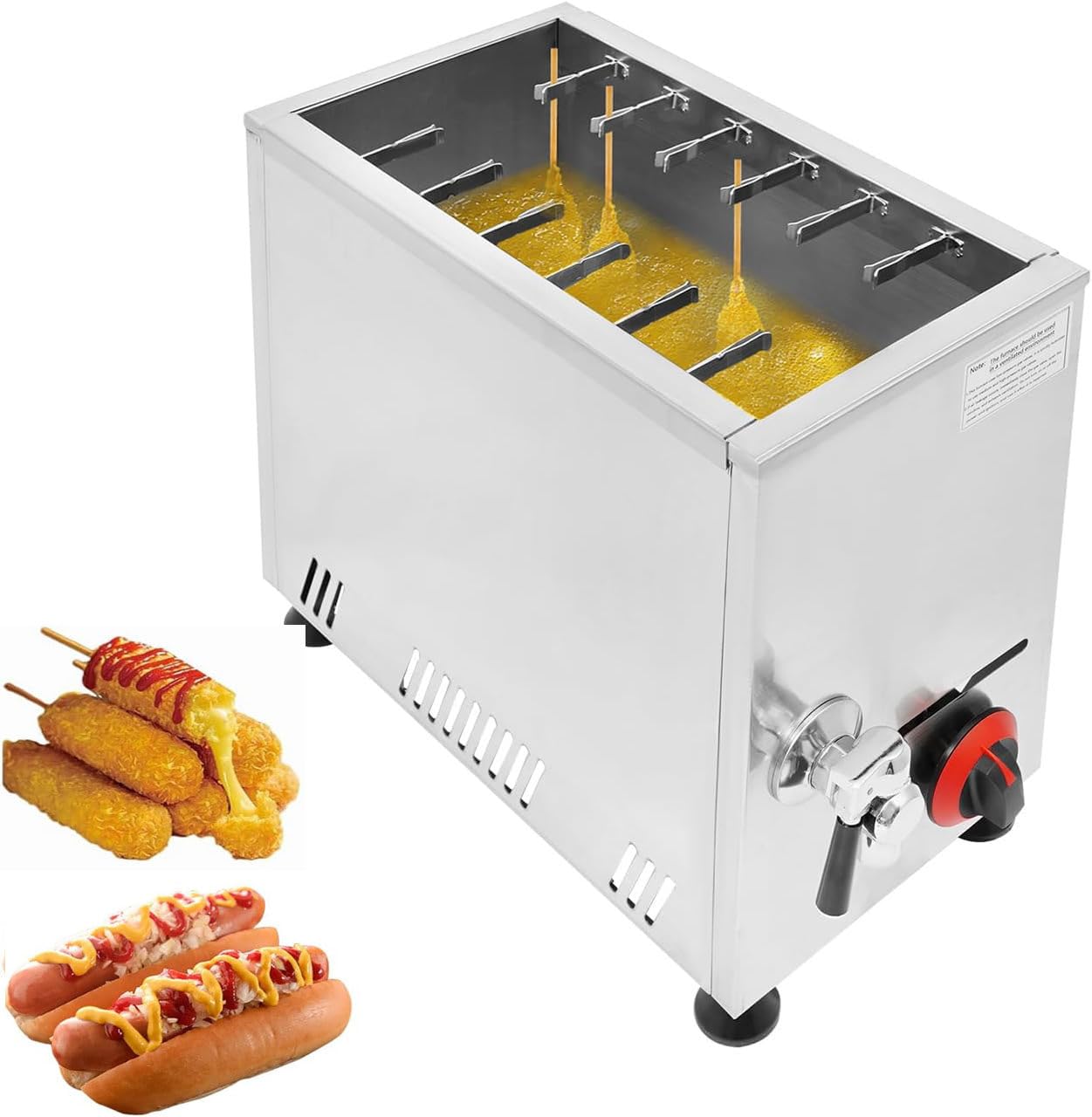 Macchina per Produrre Bastoncini di Hot Dog per Formaggio Commerciale,Friggitrice per Corn Dog,capacità 21 Litri con 12 Ganc,per Ristorante,Cucina Domestica,Snack Bar