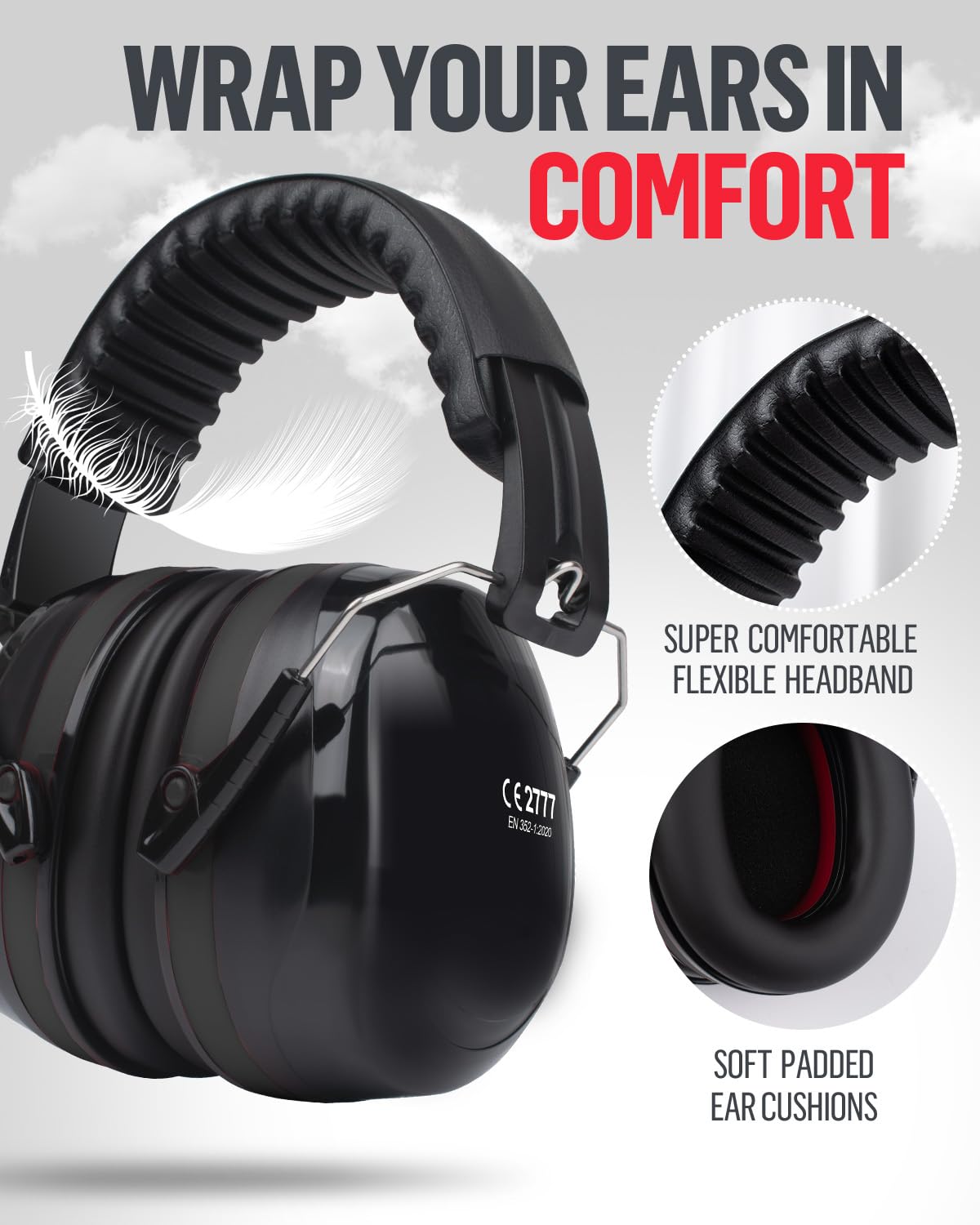 GUKOY Ear Defenders Adults, SNR 33 dB Hearing Protection for Shooting Noise Cancelling Headphones for Autism DIY, Mowing - Image 4