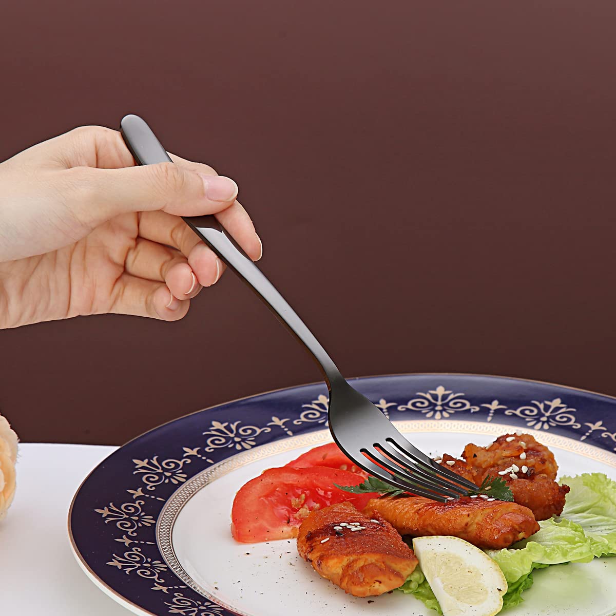 Berglander Black Silverware Set 30 Pezzi, Robusto Acciaio Inossidabile Con Placcatura In Titanio Nero Set Posate Antiruggine, Forchette E Cucchiai Lavabili In Lavastoviglie