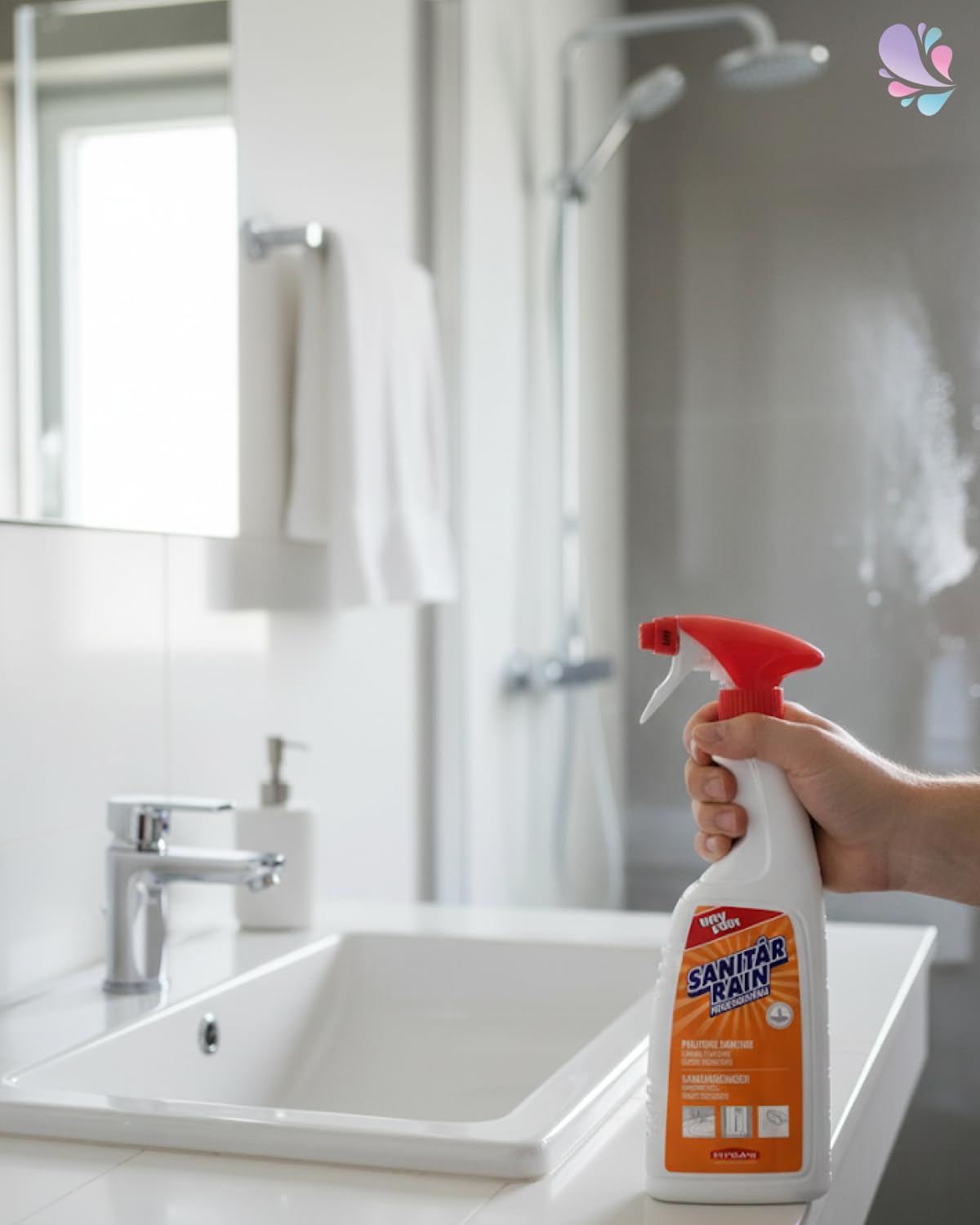 Sanitärreiniger & Entkalker Spray 6x750 ml | Mit Abperleffekt, gegen Kalk, Kalkseife, Sanitärkeramik, Fliesen & Armaturen