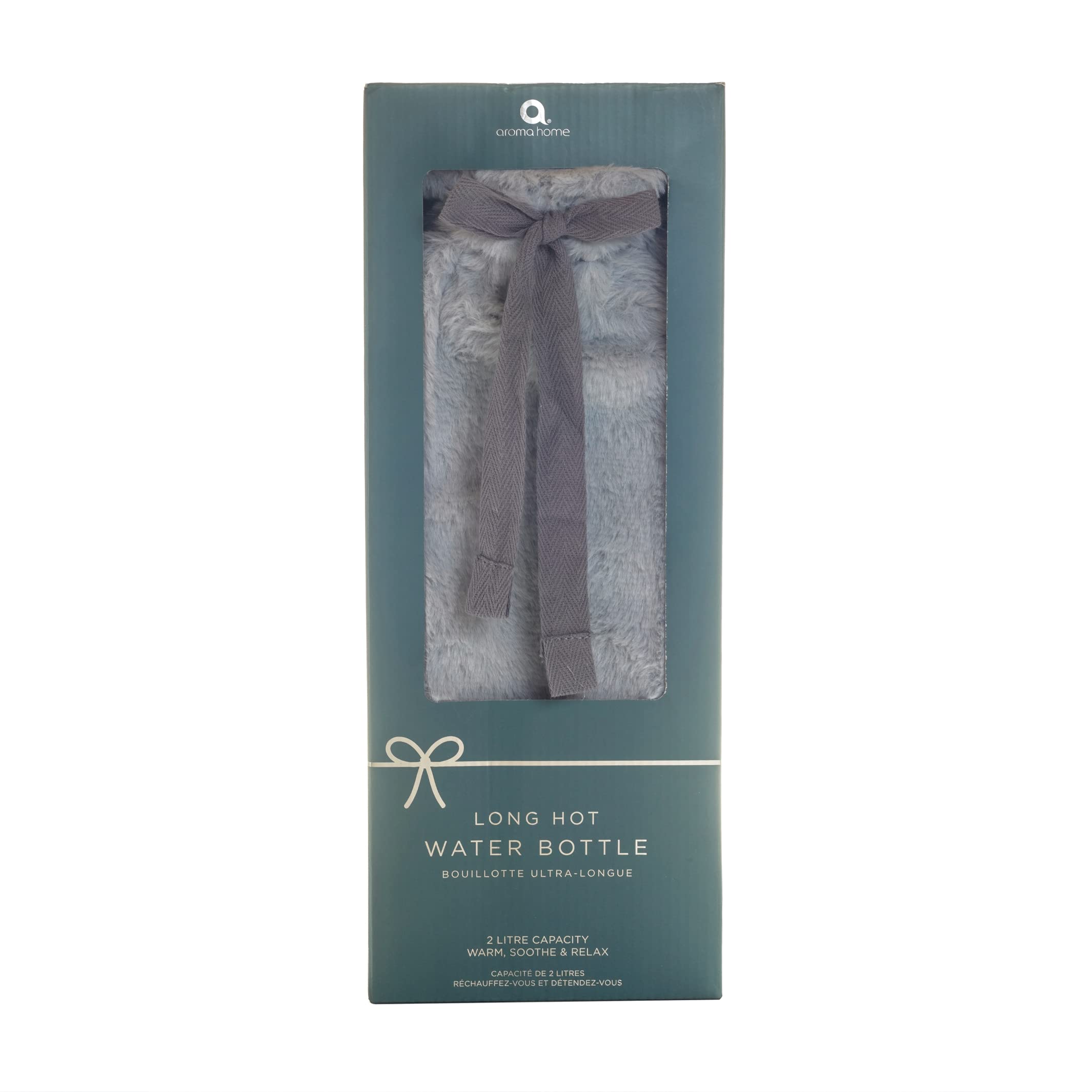 Aroma Home Wärmflasche mit abnehmbarem Bezug, 2 Liter, Grau