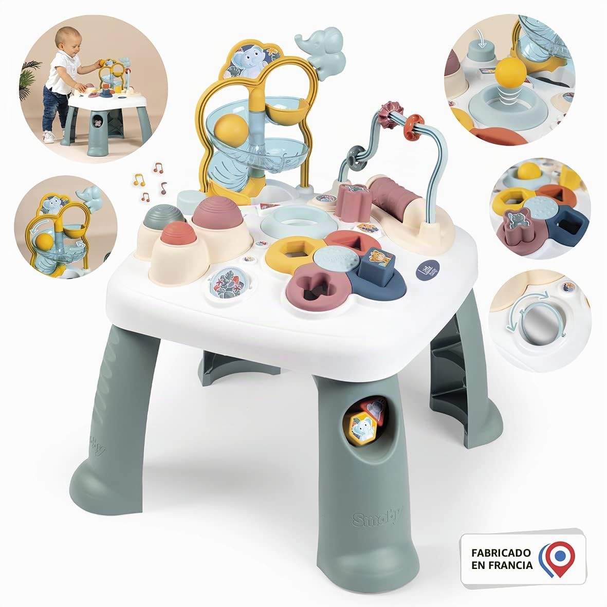 Smoby- Little Smoby Mesa de Actividades con numerosas Funciones de Juego mecanico. Desde los 12 Meses. (7600140303)