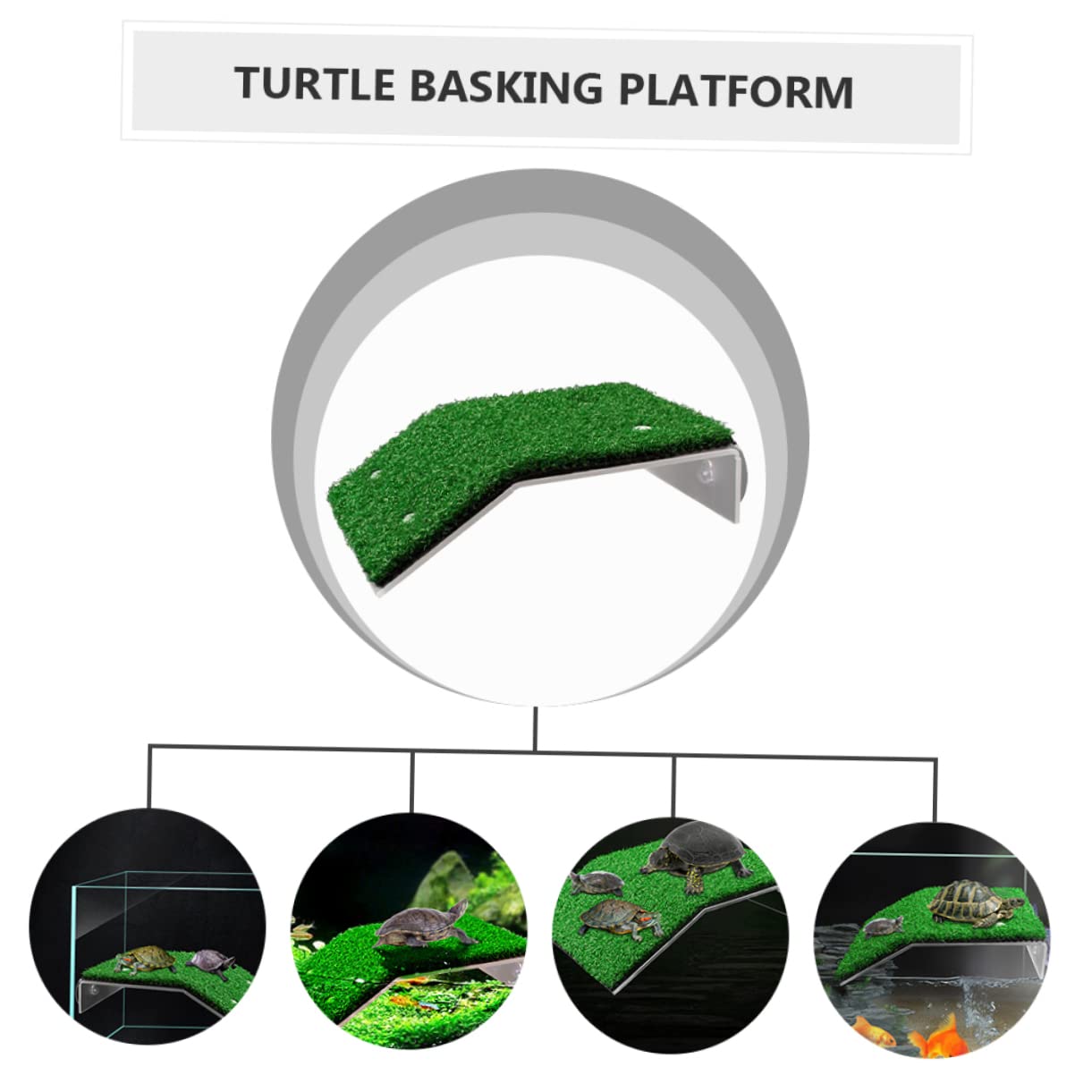 ibasenice Plataforma para Tortugas y Reptiles Césped Simulado, Rampa De Plástico Multifuncional, Tamaño Grande y Pequeño, para Acuario y Terrario, Apta para Tortugas De Agua y Pequeños Reptiles