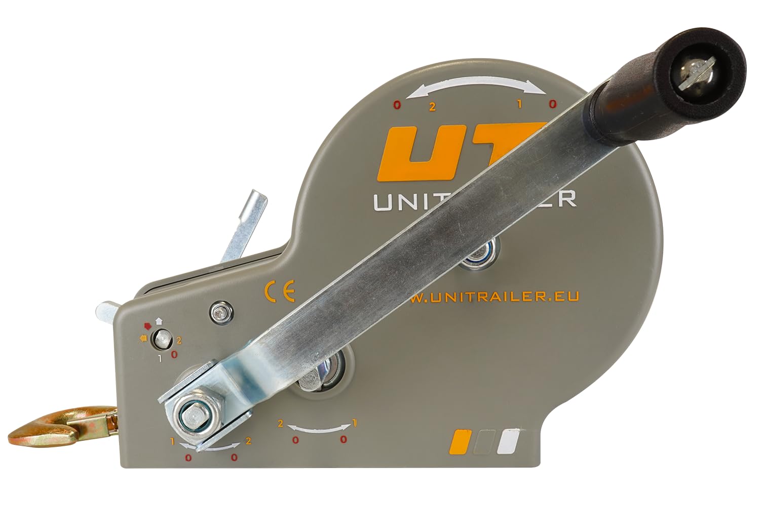UNITRAILER Treuil Manuel à Manivelle 1150 kg avec Câble Acier 10 m - pour Remorques Bateaux, Quads, Voitures - Transmission 5.1:1/12.2:1 - Acier Galvanisé
