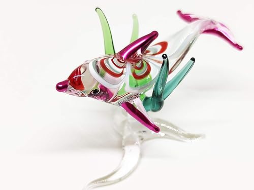 Miniatura 3 de Figuras miniatura de animales marinos con algas marinas, animales soplados a mano, arte coleccionable, regalo decorativo (delfín con algas marinas)