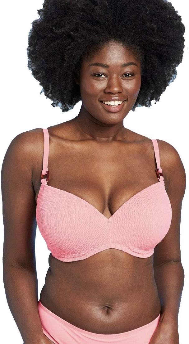Shade & Shore Women's Light Lift Smocked Bikini Top - (Flamingo Pink)