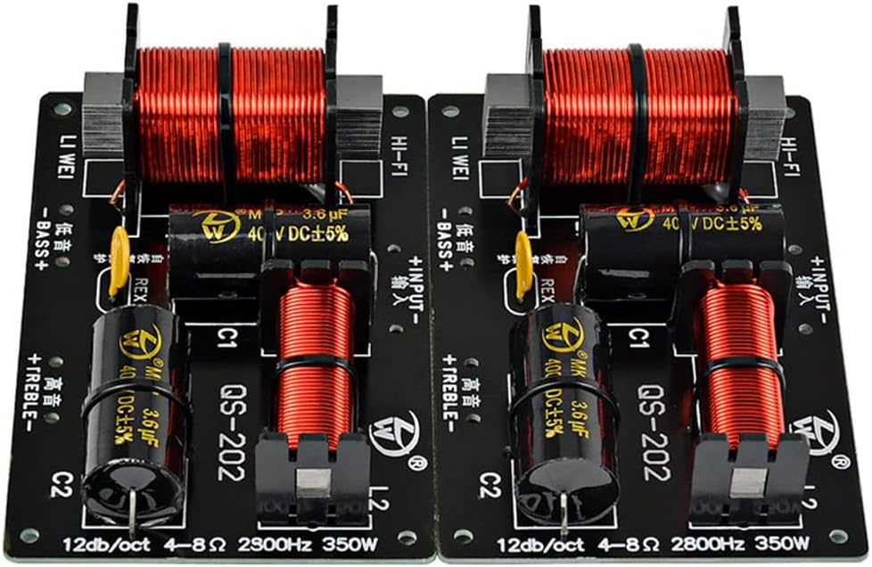 2pcs 350W 2 Ways Crossover Audio Board Tweeter Bass Speaker Frequency Divider 2 Unit for 4-8Ohm DIY Speaker Filter 2800HZ