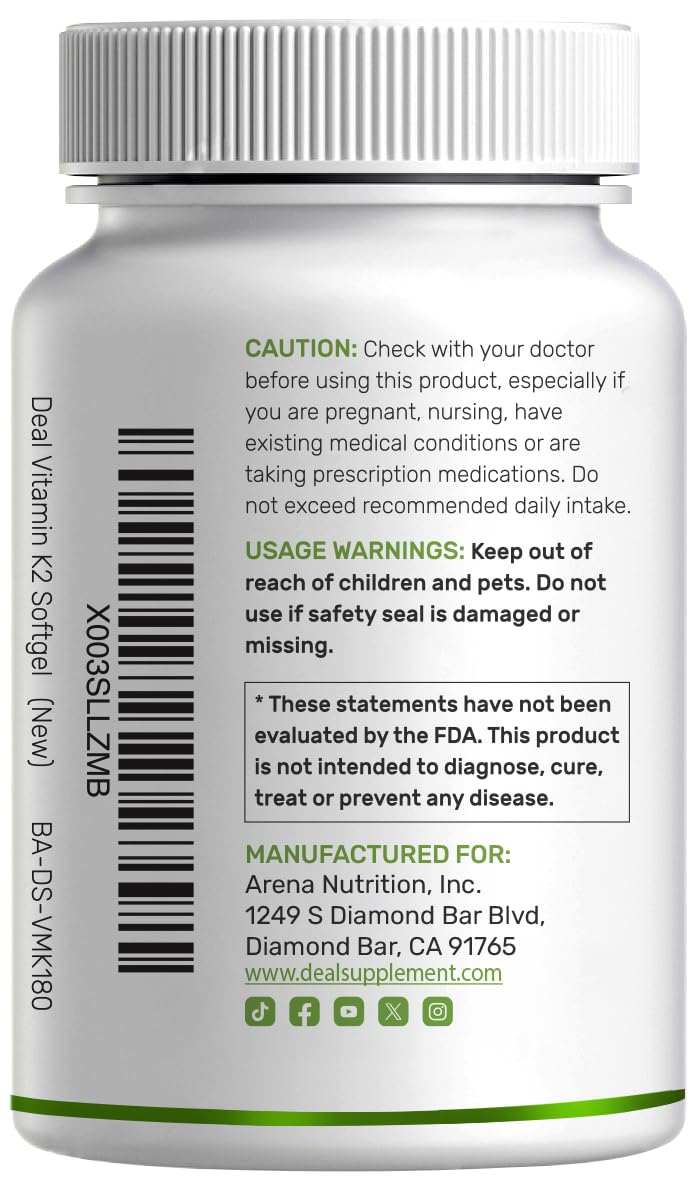 DEAL SUPPLEMENT Vitamin K2 MK-7 200mcg Per Serving, 240 Coconut Oil Softgels | Easily Absorbed Menaquinone-7 Form | Bone, Joint, & Immune Support – Non-GMO — Amazon image 6