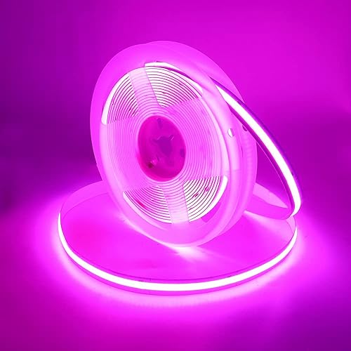 Xunata COB - Tira de luces LED, 6.6 ft6.6 pies, flexible, flexible, flexible, flexible, luces LED COB de 5 V, 320 LEDsm, color rosa, no impermeable,