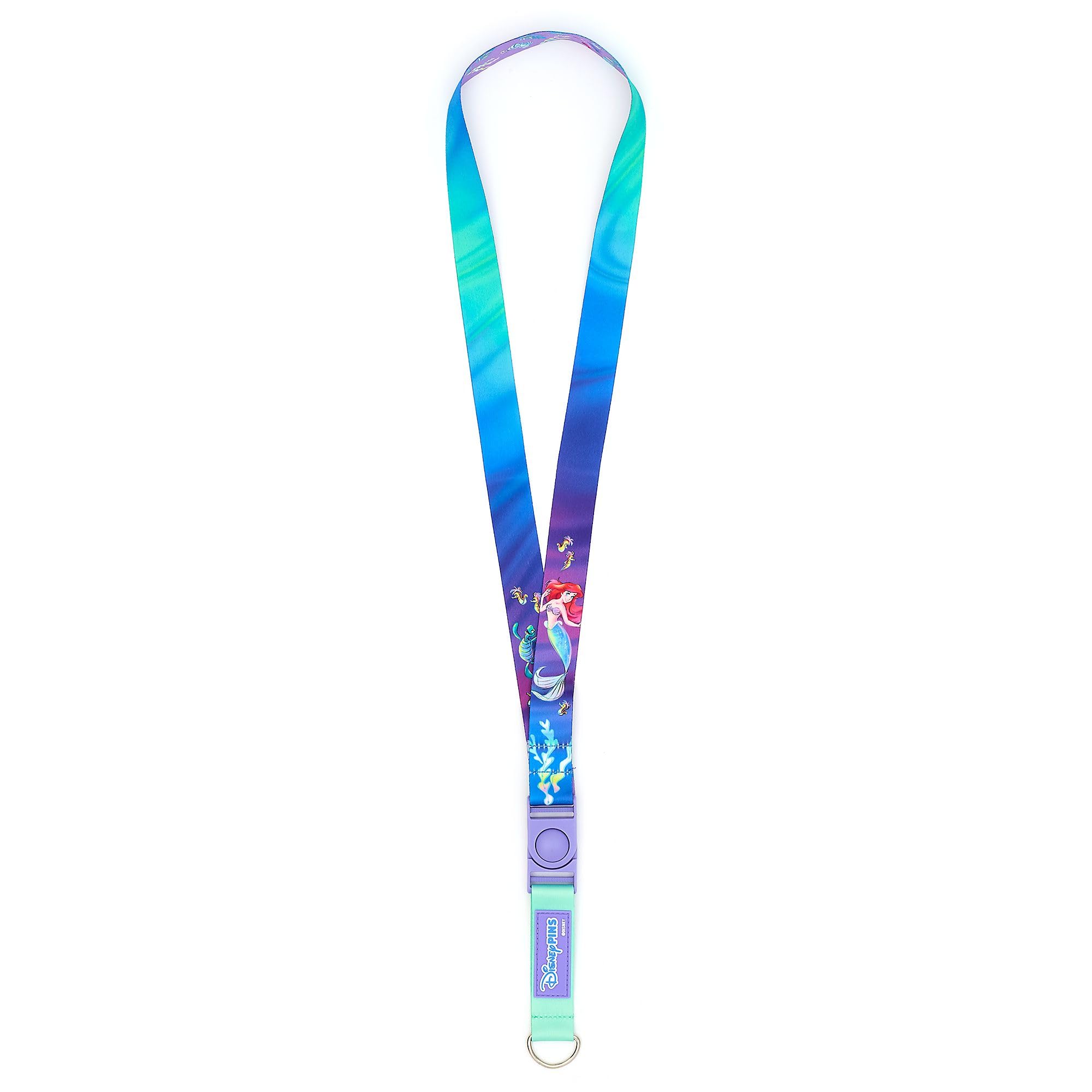 Disney Store Blue Official The Little Mermaid Lanyard, Featuring Ariel, Flounder & Sebastian, For Id Badges, Disney Park Passes, Work Or School 65Cm
