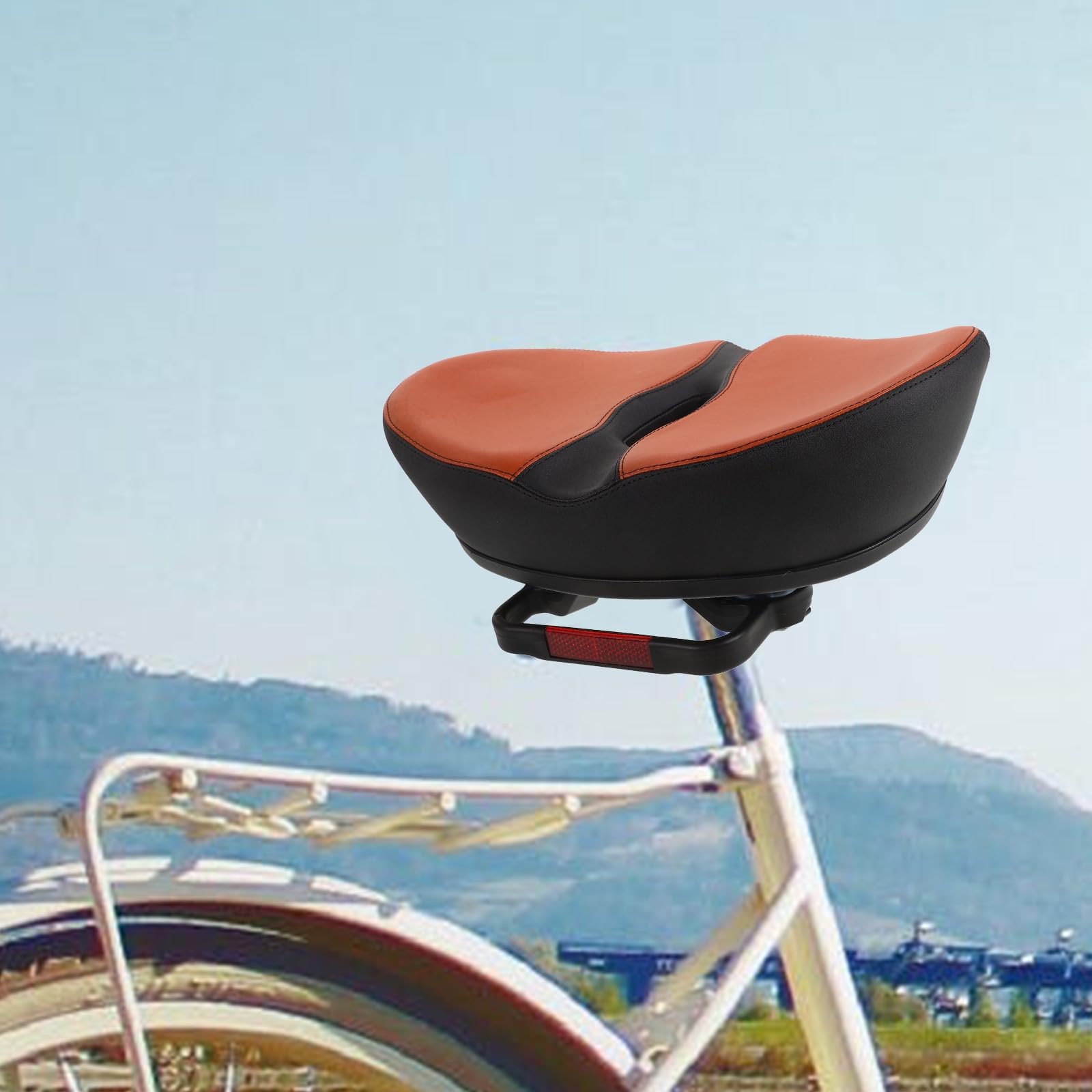 Selle de Vélo sans Nez Large pour Hommes Coussin Rembourré Ergonomique Antidérapant avec Absorption des Chocs Siège Confortable pour VTT Vélo Urbain et Électrique