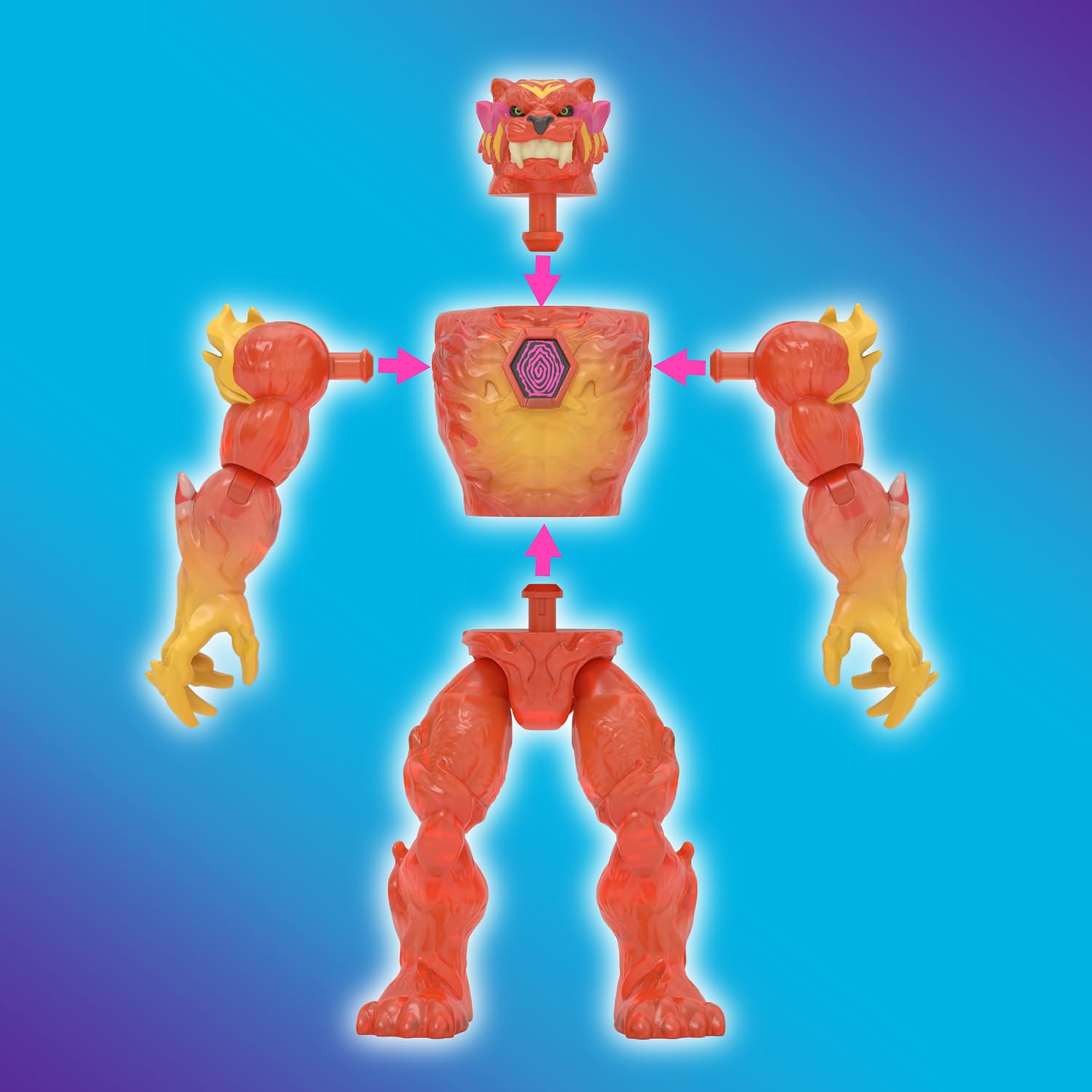 MrBeast Lab Hybrids megapack, CREA 5 Figuras de acción híbridas con Piezas Intercambiables, Experimento de Mega Torso Panther para Descubrir los Colores Reales del híbrido, más de 30 para coleccionar