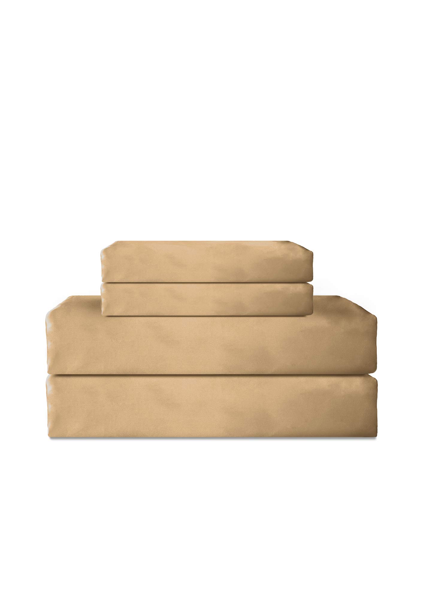 Beatrice Home Fashions100% Luxury Satin Polyester Sheet Set, Queen, Gold