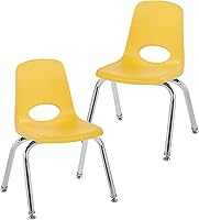 Vista 60 de FDP 13050-LG - Silla escolar apilable de 18 pulgadas, asiento apilable para estudiantes con patas de acero cromado y deslizadores giratorios