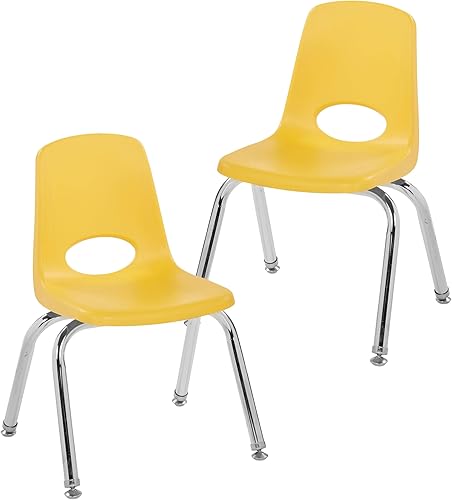 Vista 60 de FDP 13050-SF - Silla apilable de 18 pulgadas, asiento apilable para estudiantes con patas de acero cromado y deslizadores giratorios; para aula