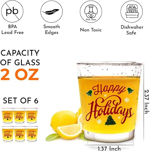 Miniatura 7 de Vasos de chupito de Navidad  Juego de vasos de chupito transparentes con estampado de feliz día festivo, regalos de Navidad, decoración de mesa de