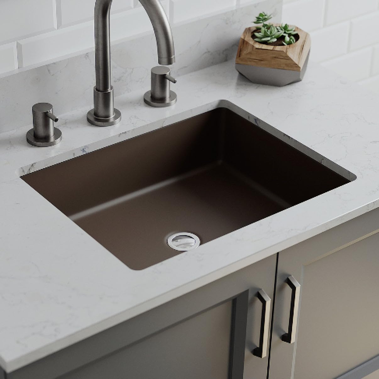 19" Granite Composite Undermount Bathroom Sink, Quartz Bathroom Sinks, Rectangle Bathroom Vanity Sink, Drop In Basin Sink, Galaxy Mocha Bathroom Sink, Lexicon Platinum LP-V330-M