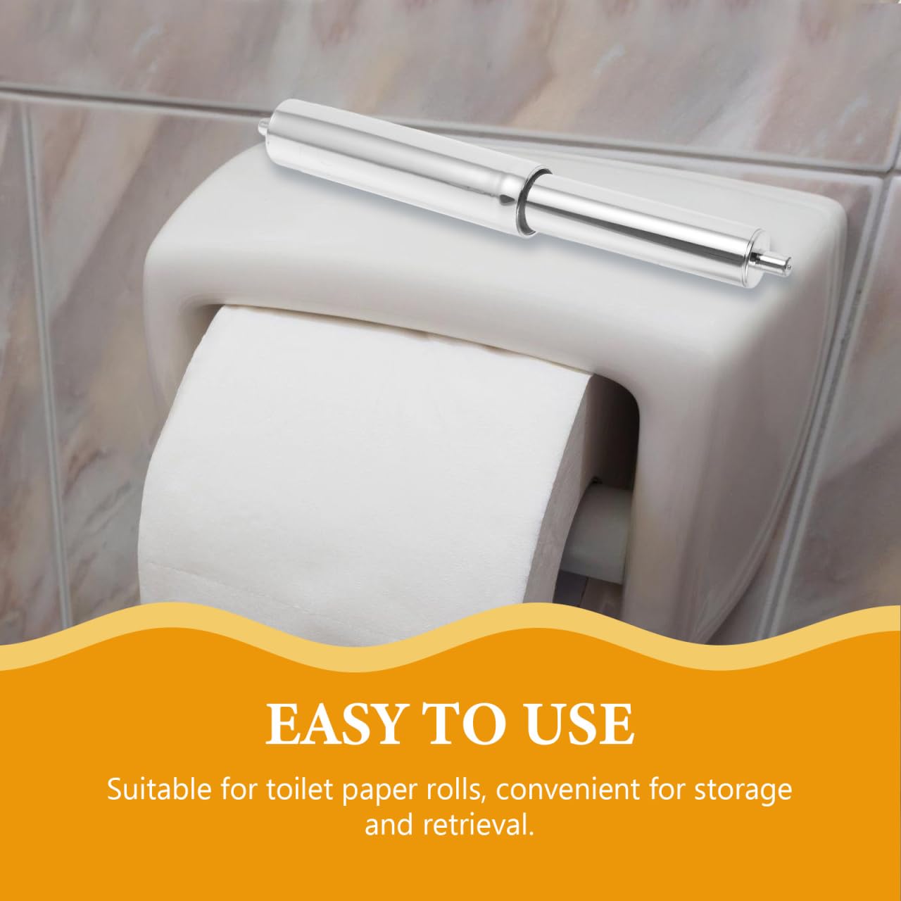 Replacement Roller for Toilet Roll Holder: Chrome Toilet Roll Paper Holder Replacement Roller Tissue Rod Parts for Bathroom Spring Loaded Plastic - Image 4