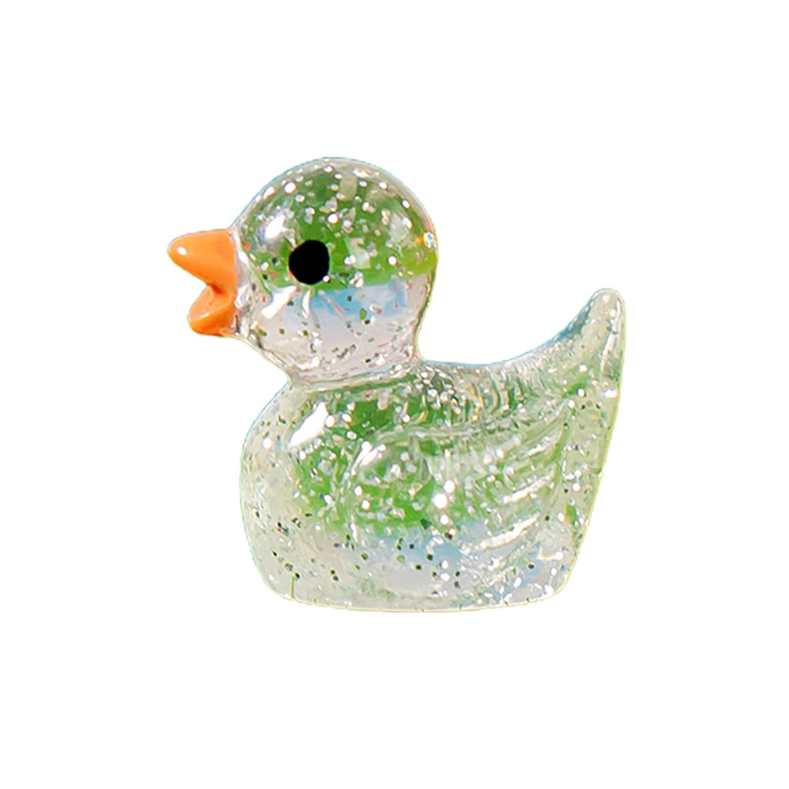 Porceosy Silver Duck Ornaments For Home Microlandscape Mini Glitter Clear Cute Resin Craft Desktop Colorful Figure Figurine Statue Dollhouse Garden Decoration (1, )