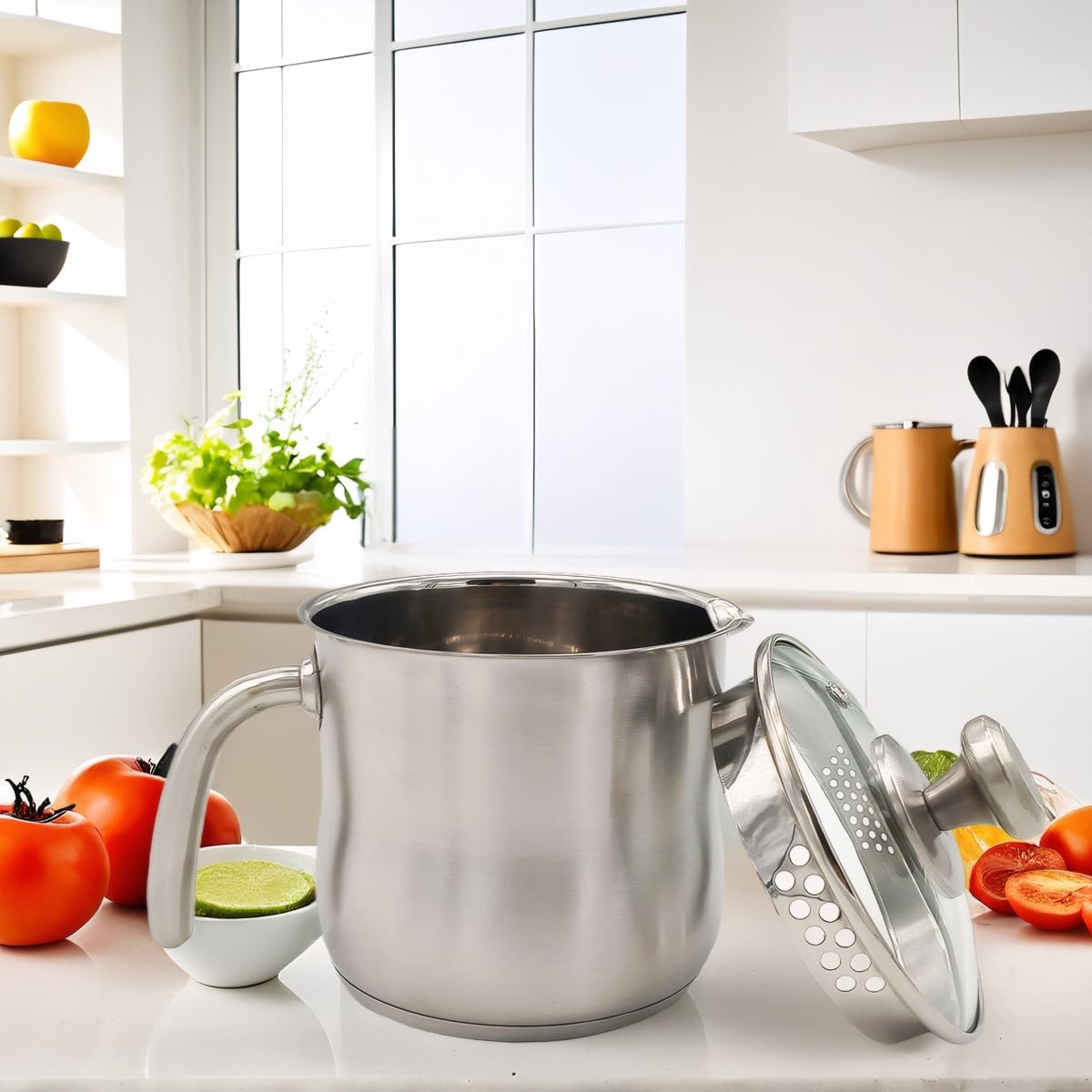 Stainless Steel Saucepan - 1.8qt, Pour Spout & Lid -6