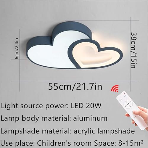 Miniatura 7 de NERDOH Lámpara de techo LED para habitación de niños luces de techo en forma de corazón control remoto regulable lámpara de techo acrílica lámpara