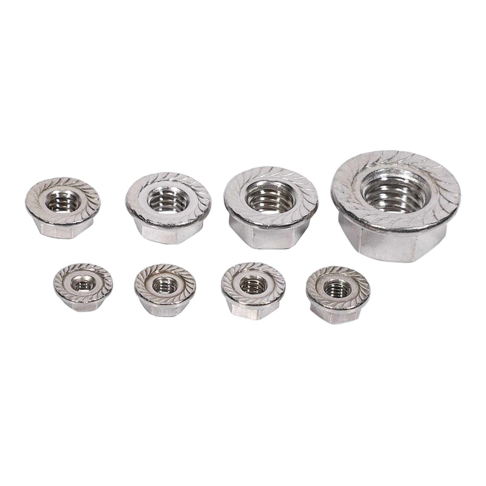 YANGQI yaoqijie 80pcs Hexagon Flange Dadi assortimento Kit 304 Acciaio Inox 6-32 8-32 10-24 10-32 1/4 pollici-20 5/16 pollici-18 Lasting (Color : Silver)
