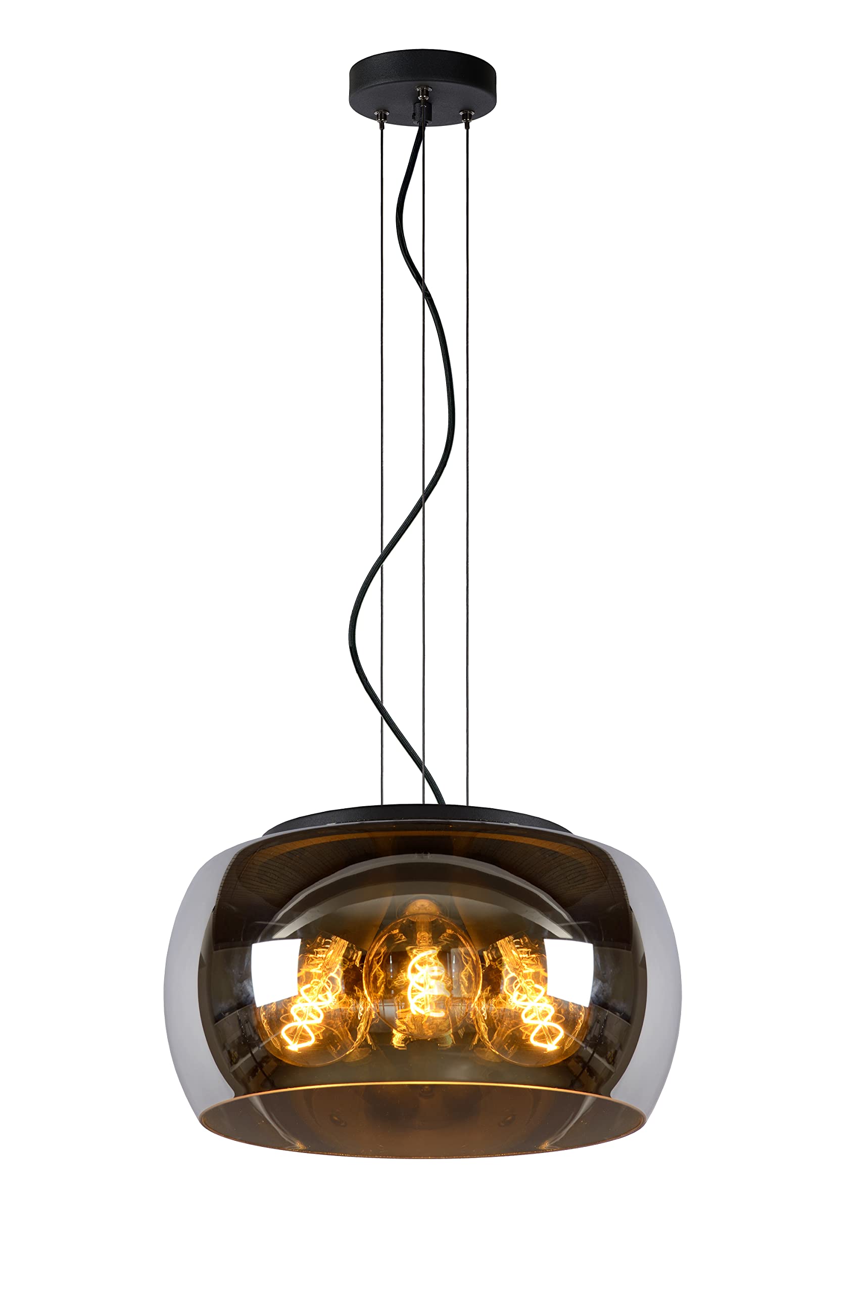 LUCIDE Olivia - Pendant Light - Ø 40 cm - 3xE27 - Smoke Grey