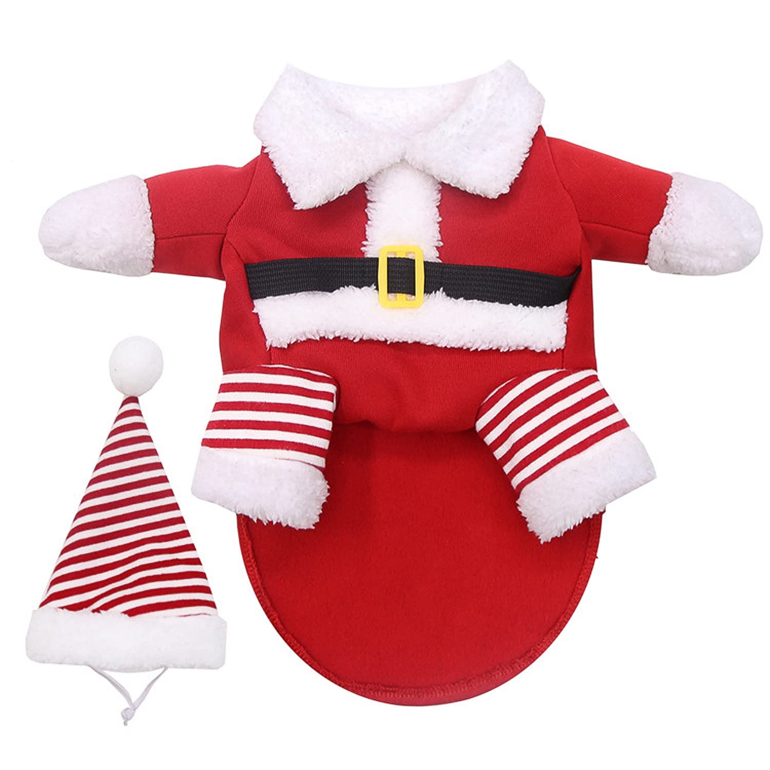 Amazon | Socpuro クリスマス 犬服 猫服 サンタ コスチューム 帽子付き