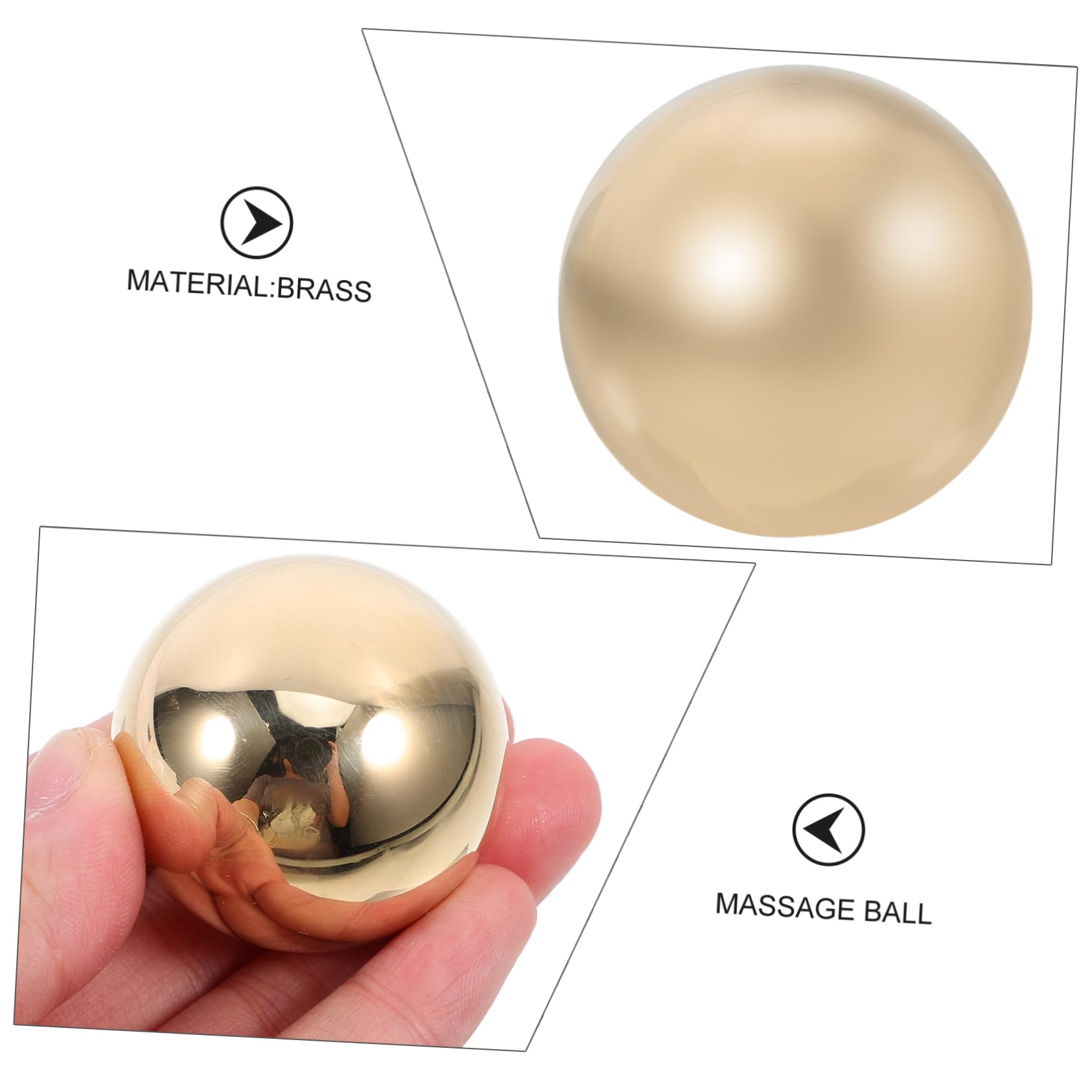 Bolas de Masaje de Latón Dorado para Manos, 2 Piezas, Balones de Ejercicio Pequeñas para Relajación y Decoración en Casa o Gimnasio
