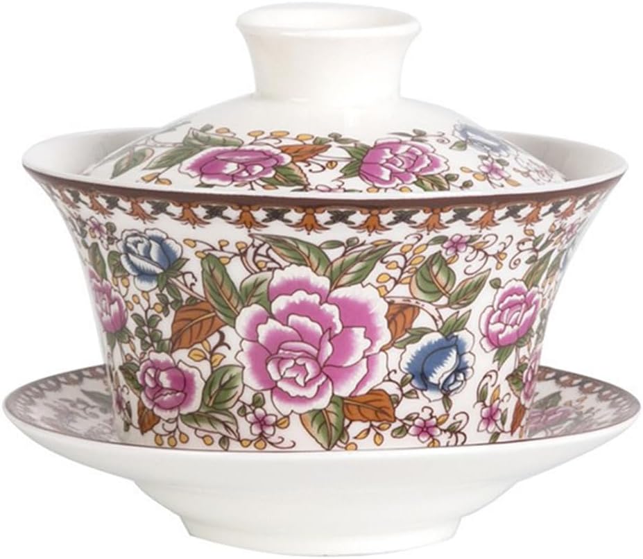 Chinese Rice Bowl, Asian Traditional Ceramic Kung Fu Patterned Cups, 10 oz, Classic Bowl (Red)