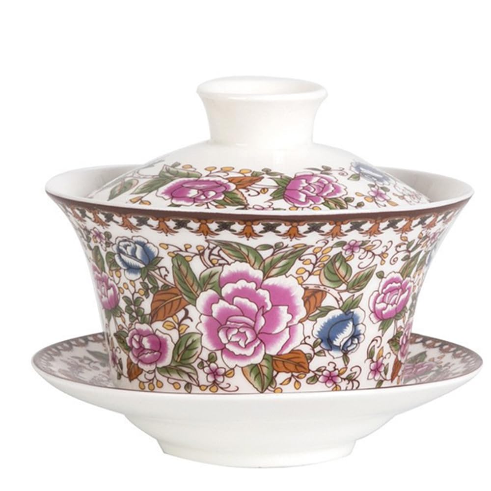 Chinese Rice Bowl, Asian Traditional Ceramic Kung Fu Patterned Cups, 10 oz, Classic Bowl (Red)