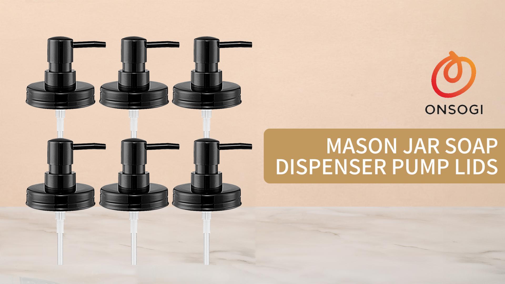 Onsogi Regular Mouth Plastic Mason Jar Soap Dispenser Pumps