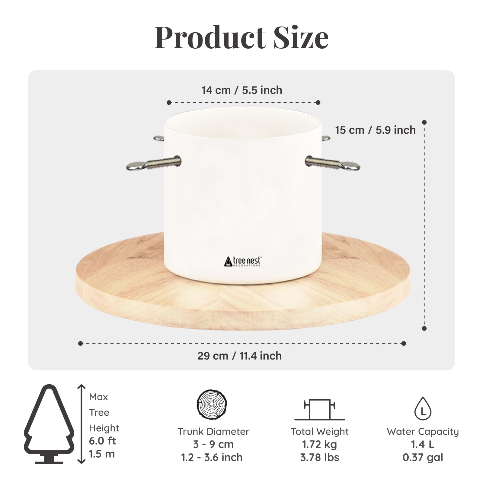 Tree Nest Christbaumständer Weihnachtsbaumständer Baumständer Tannenbaumständer Weihnachtsbaum Standfuß Ständer mit Wasserbehälter - Moonlight Christmas Tree Stand für Bäume bis 2m, 3-9cm Stamm Weiß