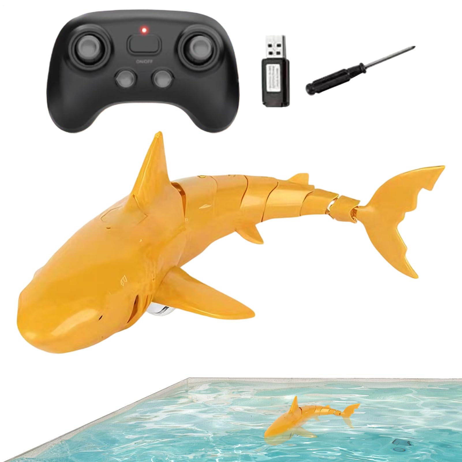 Remote Control Shark Toy - Waterproof 2.4GHz RC Diving Shark for Pool & Bathroom, Rechargeable Interactive Water Toy for Boys & Girls, Birthday Gift for Kids Ages 5-12