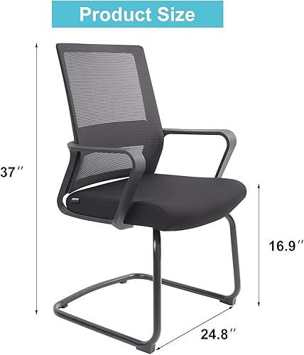 Miniatura 3 de Juego de 4 sillas de recepción de oficina con respaldo medio y soporte lumbar para sala de conferencias en el hogar, sala de conferencias,