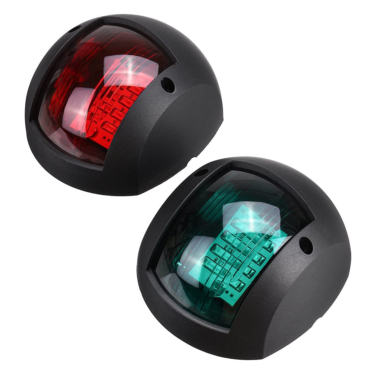 2pcs LED de navigation pour bateau marin feux de signalisation tribord et babord noirs