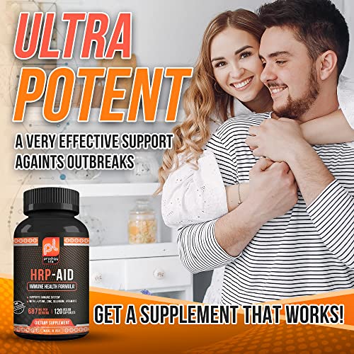 Prodigy Life Premium Immune Support - Hrp-Aid Cold Sore Medicine - Lysine Complex With Vitamin C, Zinc. L-Lysine 250Mg. All Natural Formula (120Ct) #TOP1