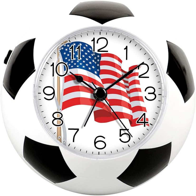 Alarm Clock for Decoration, Football Soccer Clock&Fun Silent Quartz Analog Non-Ticking Bedside Alarm Clock-034.American Flag Clip Art