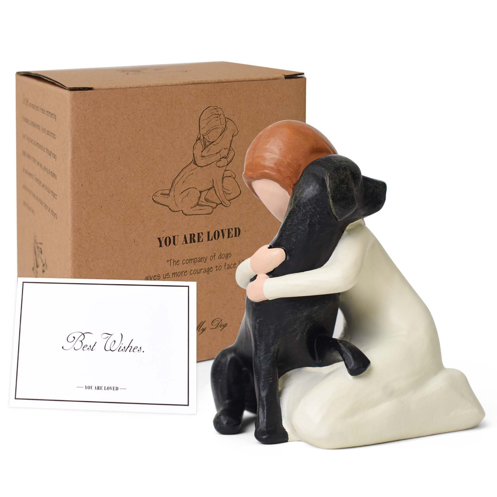 Lnrkai Black Dog Figurines Statues, Memorial Gifts for Loss of Dog, Sympathy Dogs Figurine for Pet Lovers, Hand-Sculpted Resin Black Labrador, Home Decor for Dogs Owners