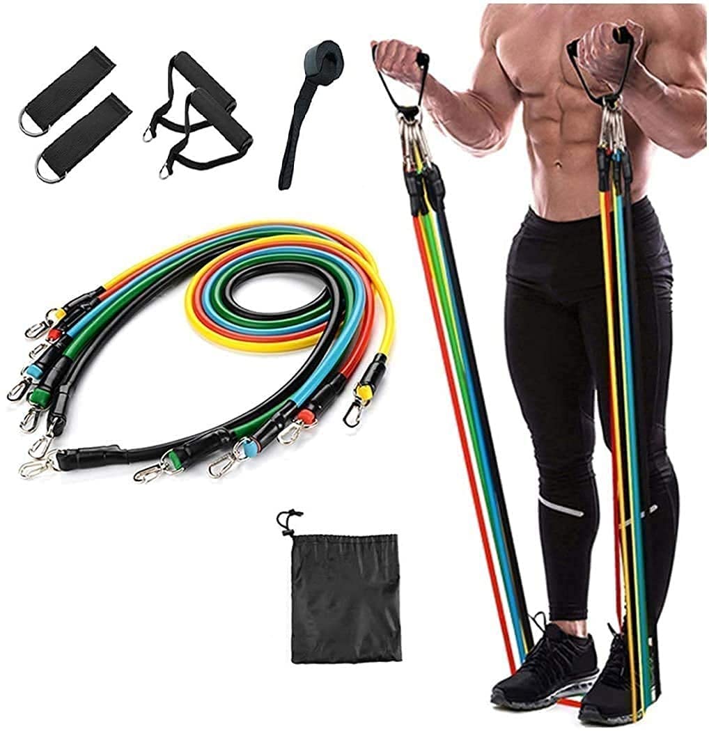 CristaVista 11 Piece Gym Power Resistance Band Set for Workout, Resistance Band for Exercise, Resistance Band for Pull ups, tricep, Legs, Rubber Tube with Door Anchor and Hook (Multicolor) (B0BWF99FLL) Amazon Price History, Amazon Price Tracker
