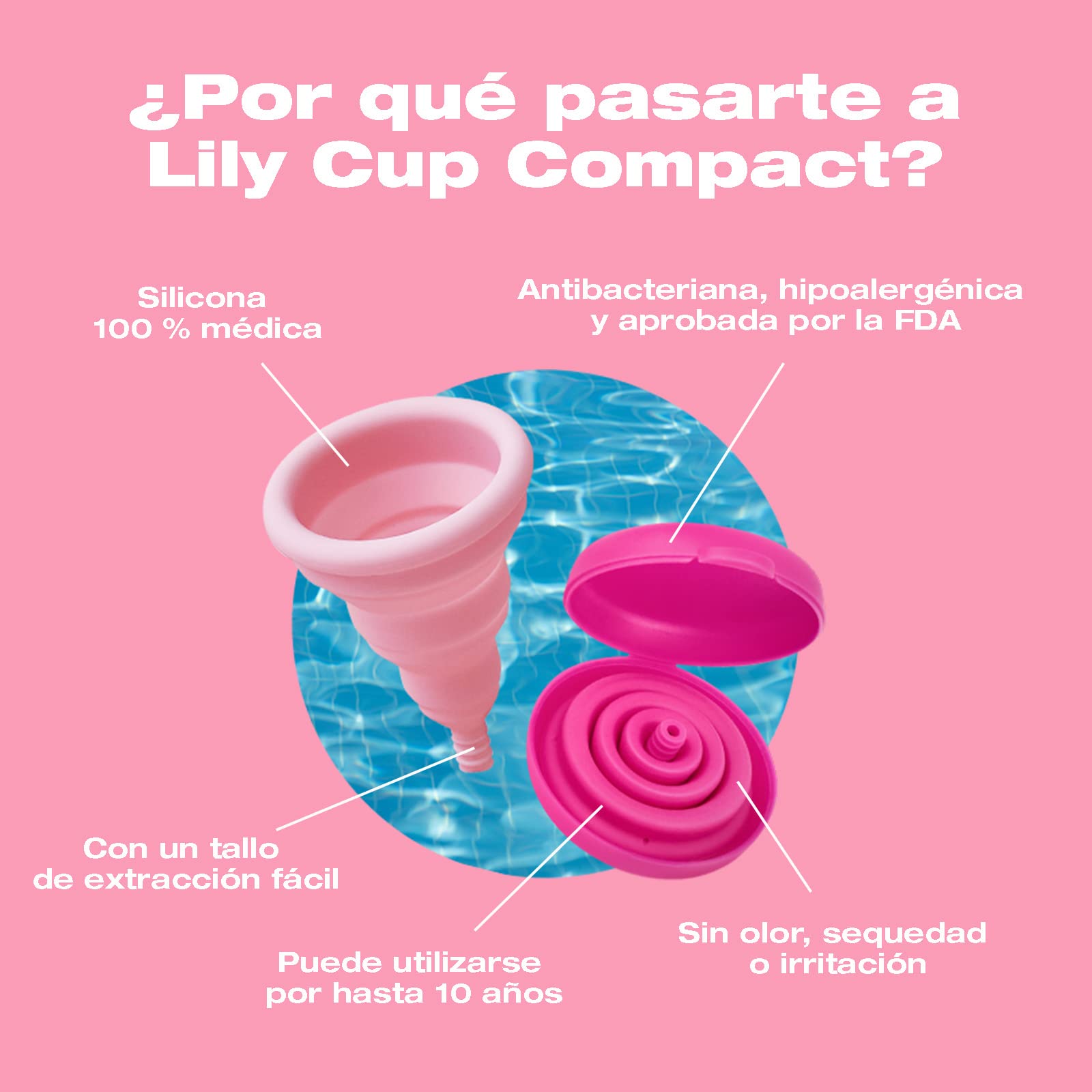 INTIMINA Lily Cup Compact Talla A: Copa Menstrual Pequeña con Diseño Compacto Plegable para Fujo Ligero o Medio. Una de las Mejores Copas Menstruales