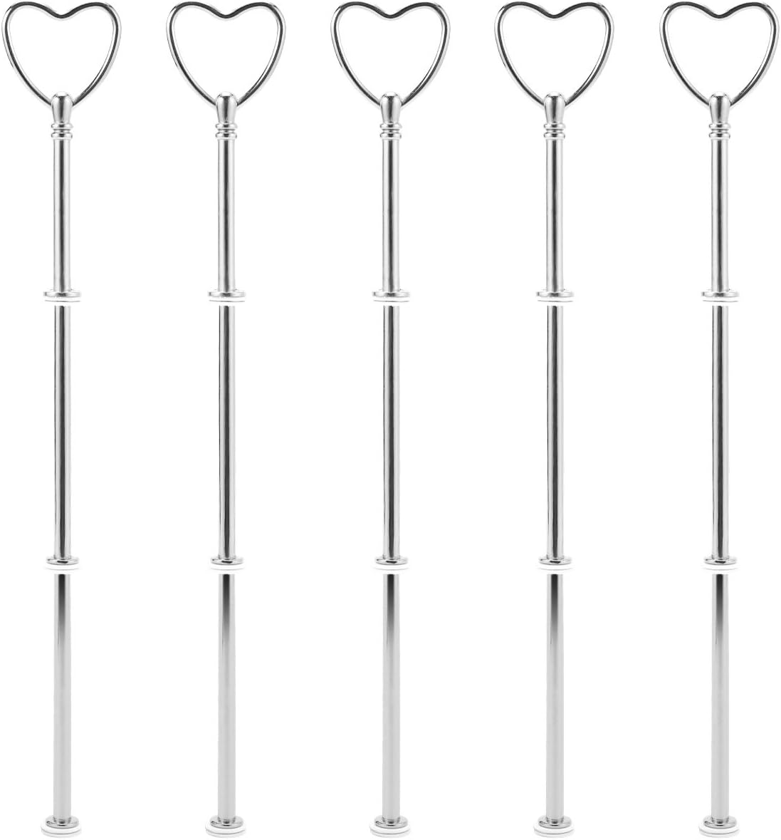 SurePromise 5 Sets Heart Cake Plate Stand Handle Fittings Silver for Tea Shop Room Hotel