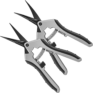 6.5" Ultra Sharp Pruning Shears, 2-Pack Garden Scissors with Stainless Steel Blades, Ergonomic Grip, Rust Resistant, Safety Lock, Trimming Scissors for Plants (1pc Straight & 1pc Curved)