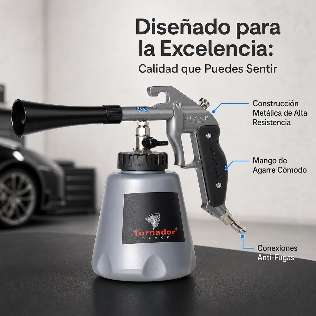 Tornador - Pistola de Aire Comprimido TORNADOR® BLACK Z-020RS, Alta Presión para Compresor, Ideal para Limpieza de Coches, Suelos y Techos, 6-9,2 Bar