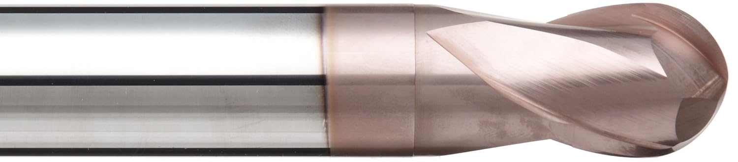 YG-1 G8A38 Carbide Micro Ball Nose End Mill, Metric, TIALN Multilayer Finish, 30 Deg Helix, 2 Flutes, 50mm Overall Length, 1.5mm Cutting Diameter, 4mm Shank Diameter