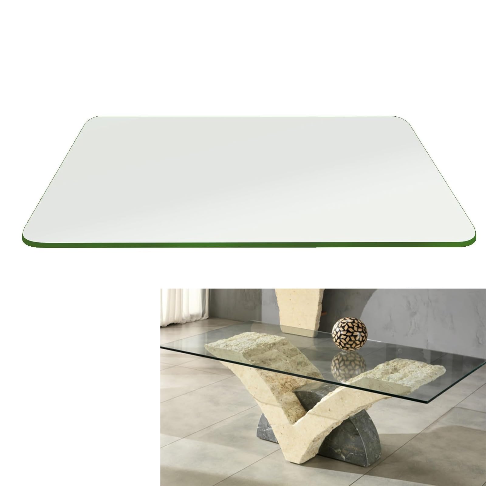 Tablero Superficie Rectangular De Mesa De Cristal Vidrio Templado Material Vidrio, Fabricacion A Medida, Tablero Templado De Repuesto Para Mesa De Cocina Café Comedor(100x80cm)