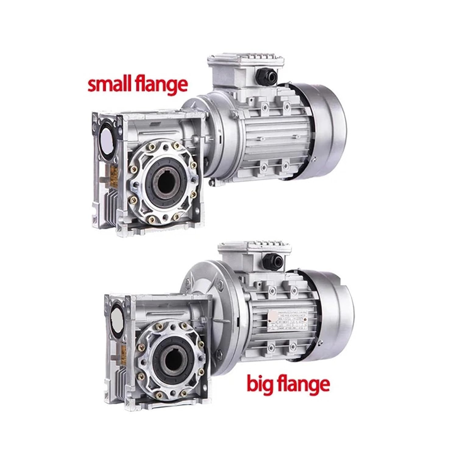 1Pcs/Lot NMRV50 Worm Gear Reducer+0.75KW 750W Single Phase Motor Vertical 220V Large/Small Flange Small Aluminum Housing(186RPM Large Flange)