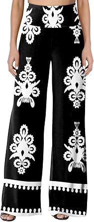 JZC Women's Palazzo Lounge Pants Stretchy Wide Leg Casual Pants Comfy High Waist Flowy Pants S-3XL